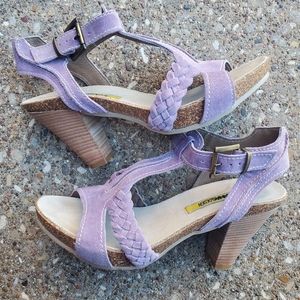 Manas Design Purple Leather Strappy Heel Women's 38 Braided